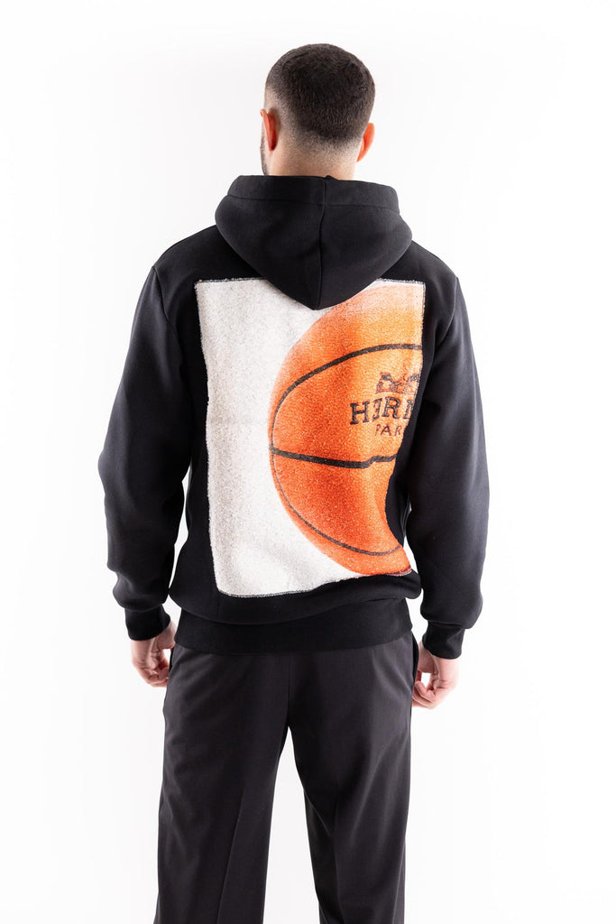 Felpa uomo in cotone nero con stampa HALFBALL sulla schiena HOODIE HALFBALLNERO BASTILLE 
