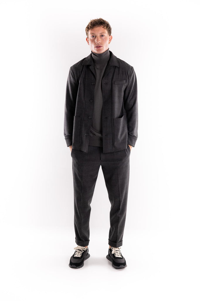Pantalone in tessuto con quadro fondo grigio B063 3086GRIGIO PAOLO PECORA 