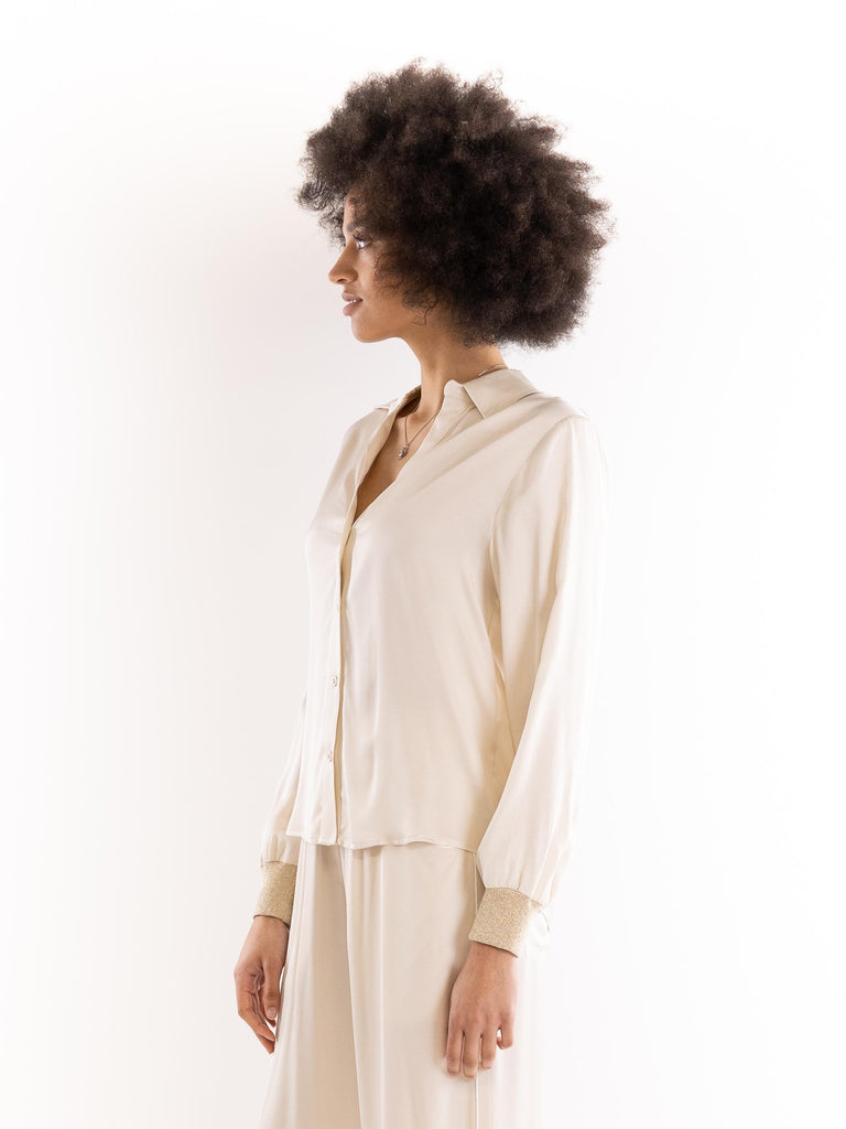 Camicia donna crop beige CMKD09176 V1CREMA AKEP 