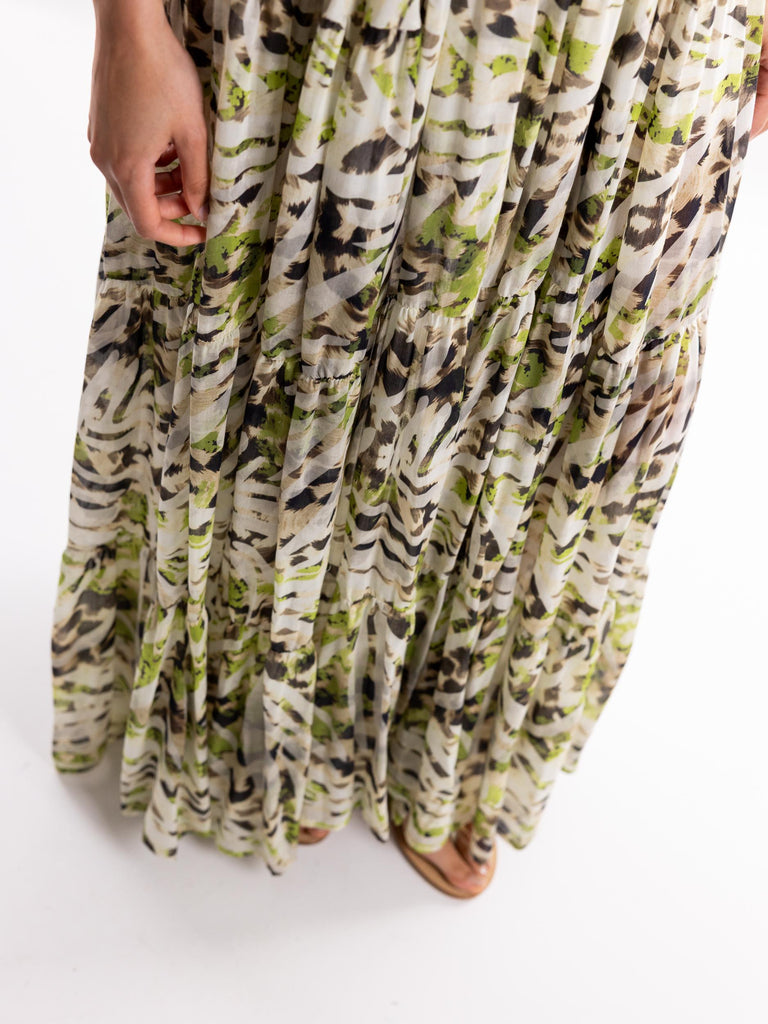 Abito lungo in fantasia astratta verde 4319019 MULTICOLOR PHO FIRENZE 
