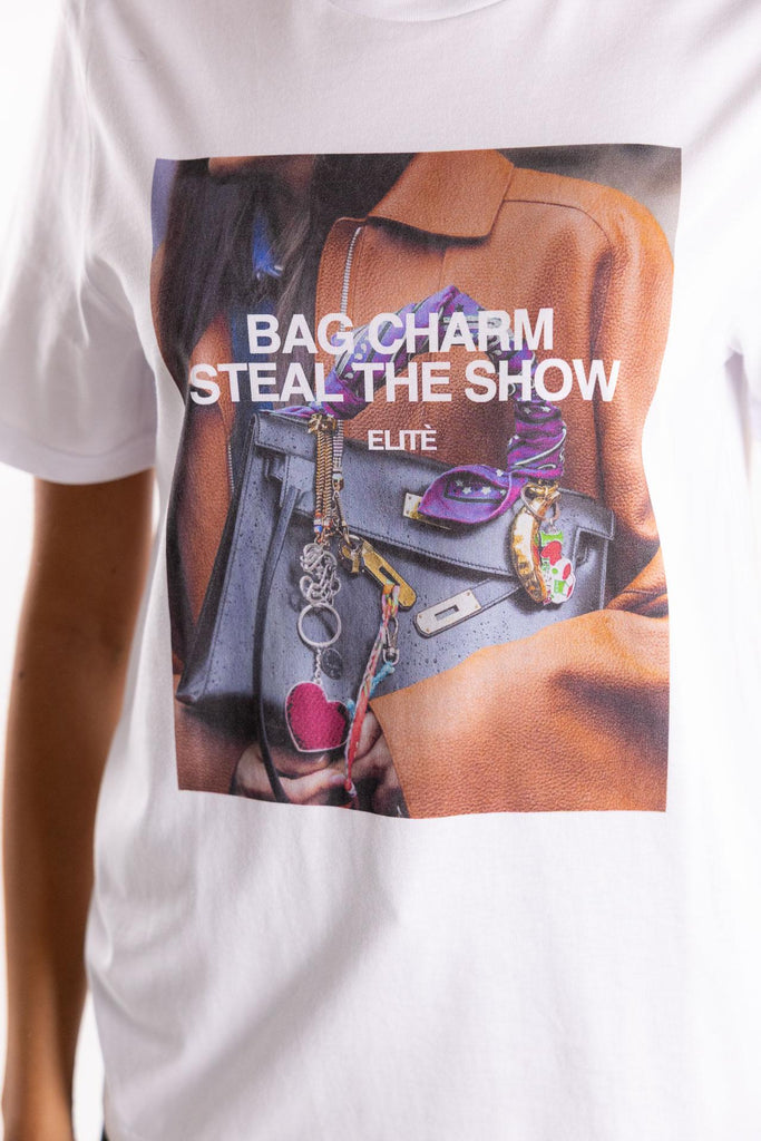 T-shirt in cotone con stampa Charm TSBAS 927BIANCA ELITE' 