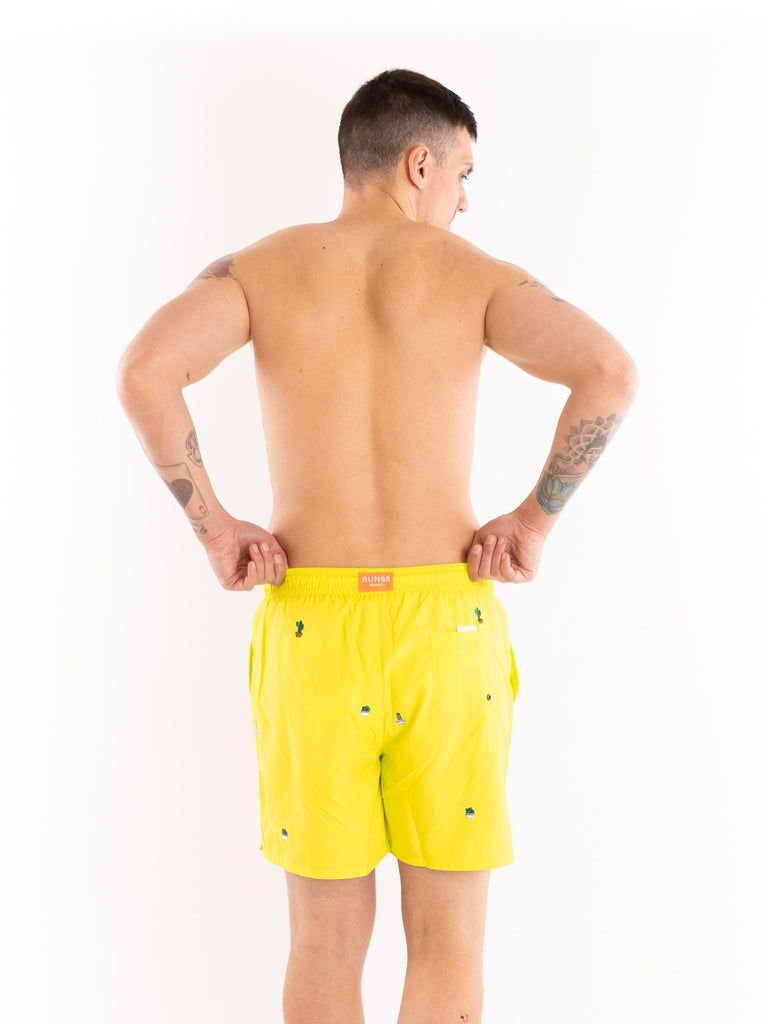Boxer mare in nylon limel con ricami H34129 68 SUN 68 