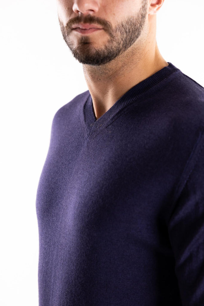 Maglia scollo a v in lana blu scuro F2W4CT00M023 BLU SCURO OUTFIT 