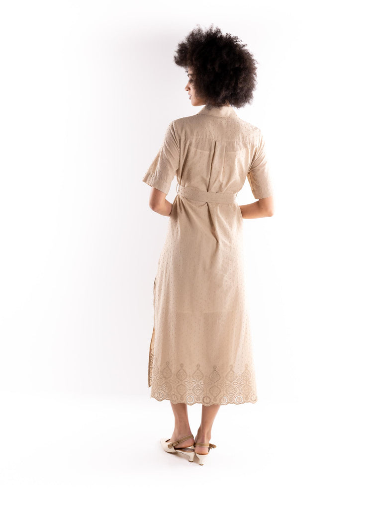Abito donna sangallo beige BUS25758 BEIGE BRAND UNIQUE 