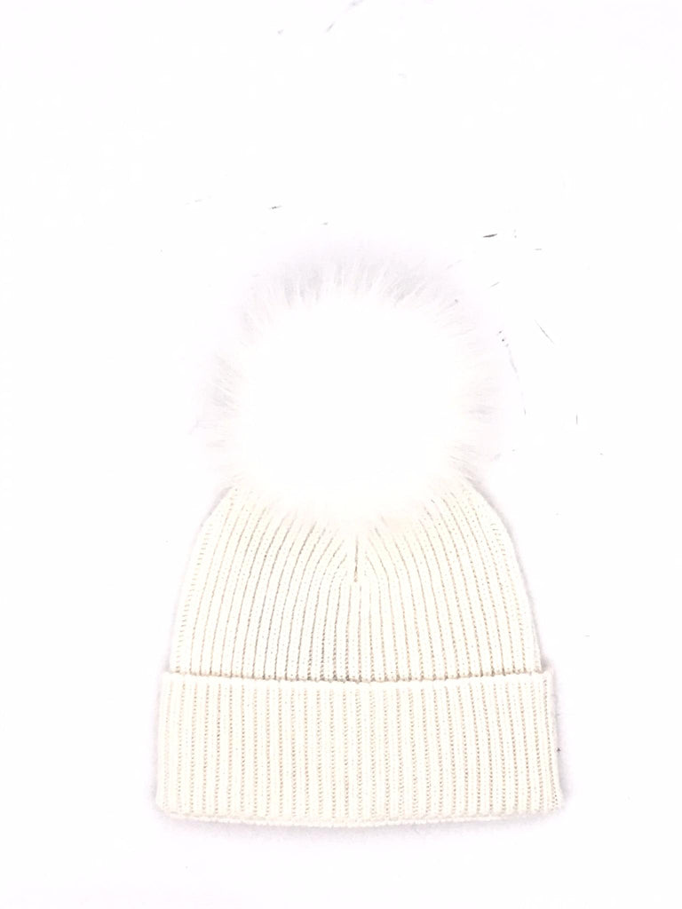 Berretto in maglia bianco con pon pon F1 BIANCO FRAME 