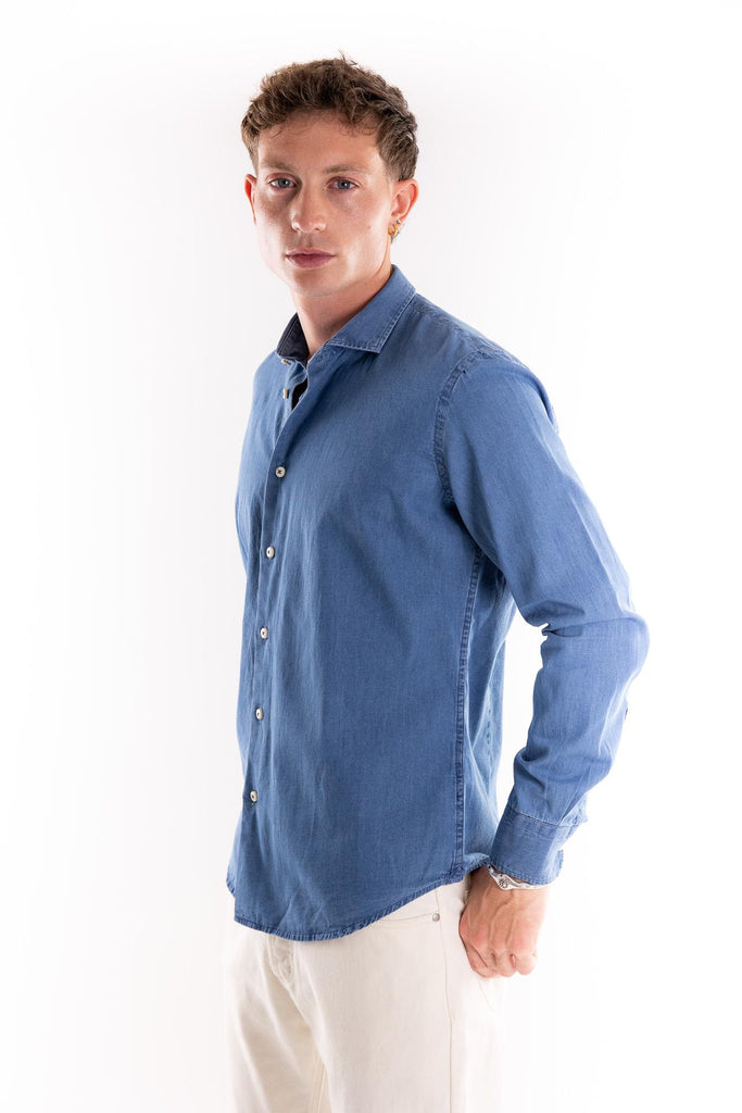 Camicia in denim azzurra OF1F2W5C004 AZZURRO OUTFIT 