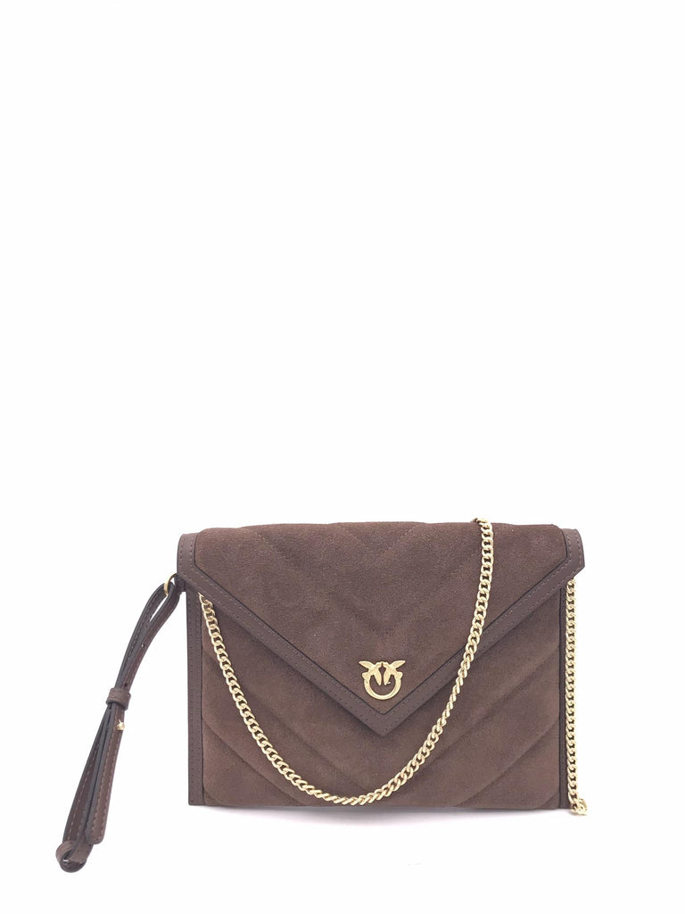 Bustina flet purse in pelle scamosciata marrone 104820 A2JHMARRONE PINKO 