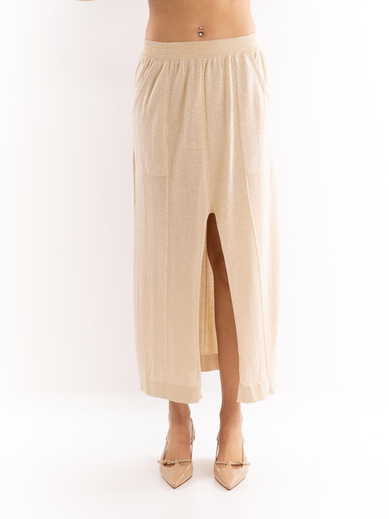 Gonna lunga donna vanisè lurex beige GOKD09084 BEIGE AKEP 