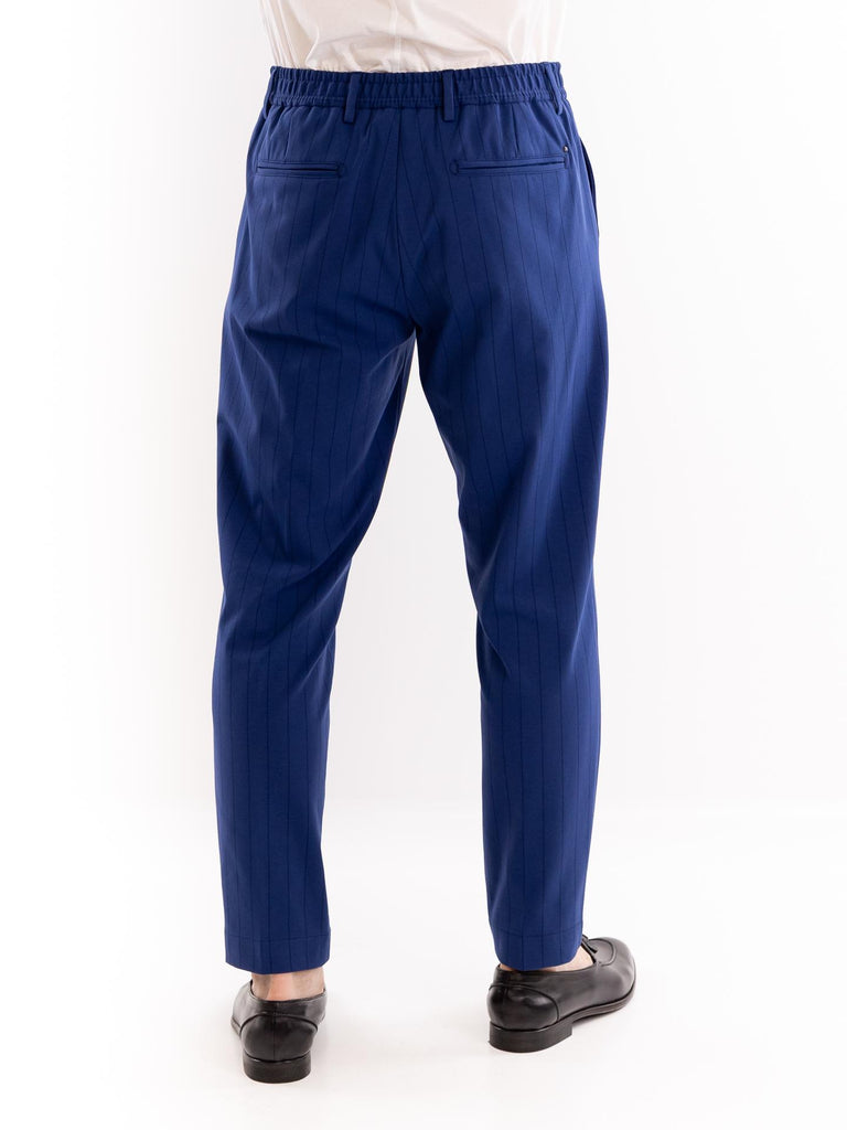 Pantaloni eleganti uomo il cappello in jersey gessato bluette OF1S2S5P022 185 OUTFIT 