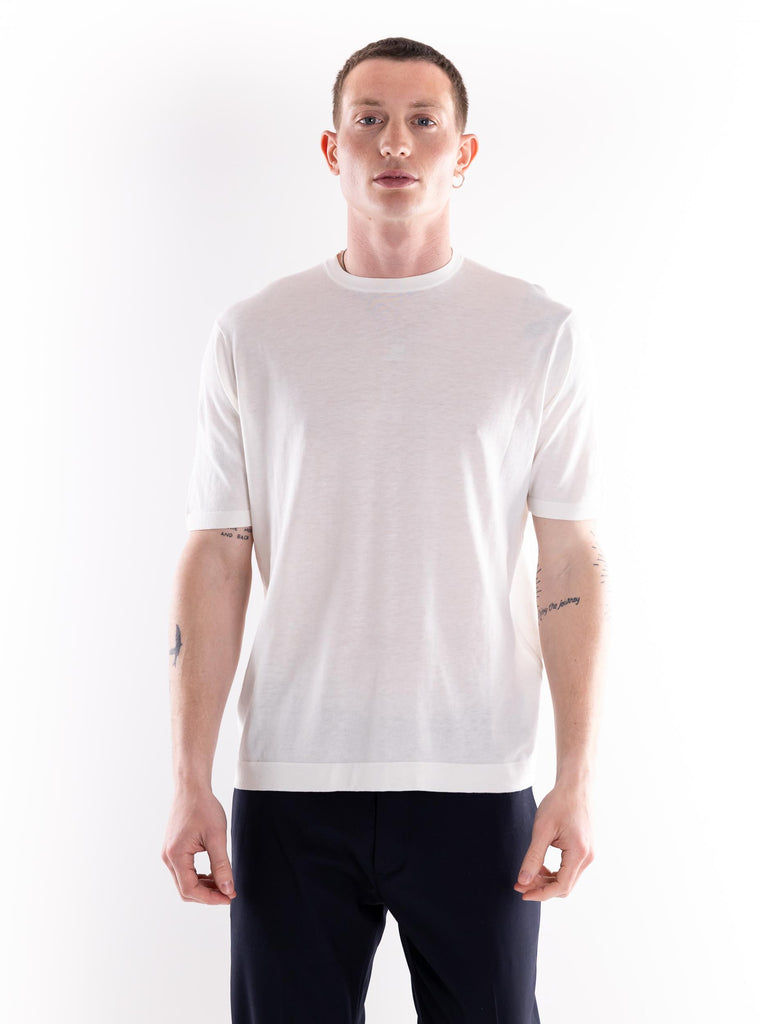 Maglia girocollo uomo Aka in filo bianca AKA 007BIANCO PEOPLE OF SHIBUYA 