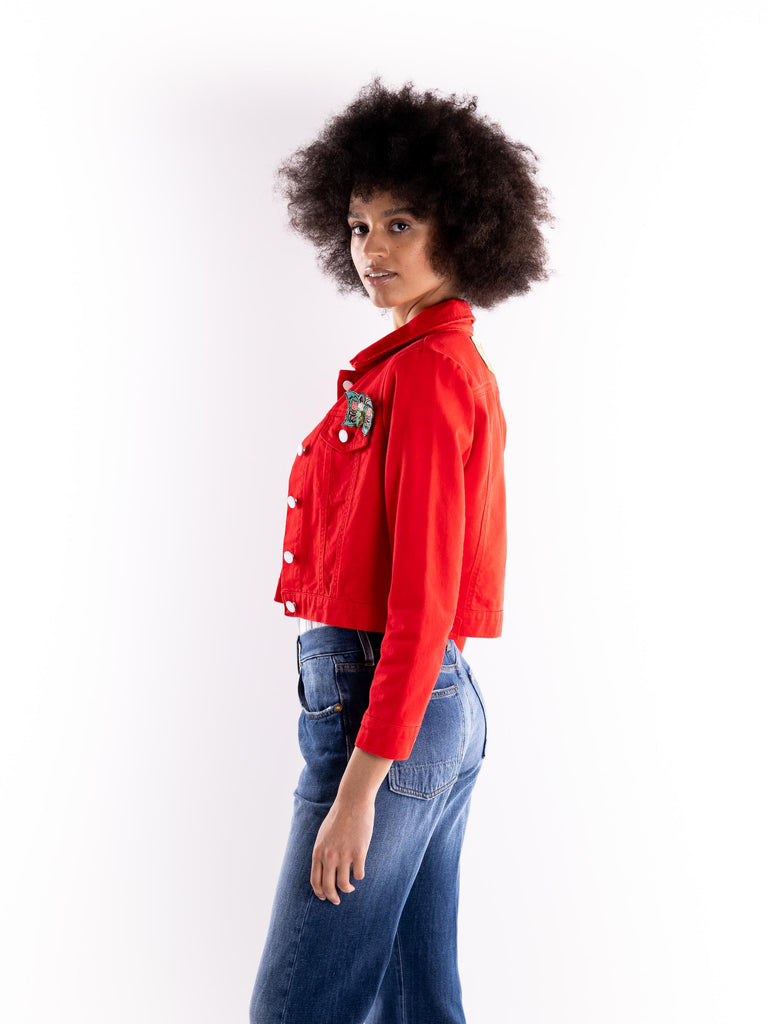 Giubbino in denim rosso FONZYE ROSSO IL THE' DELLE 5 