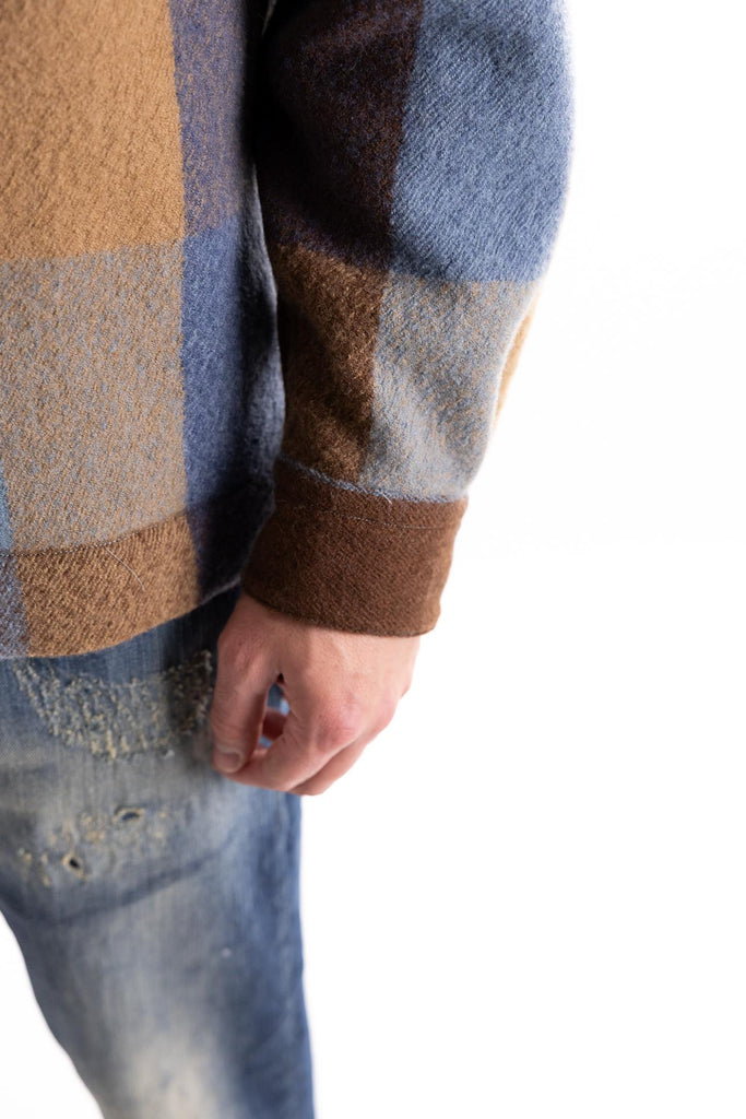 Overshirt in lana con stampa check 91310 MULTICOLOR XACUS 