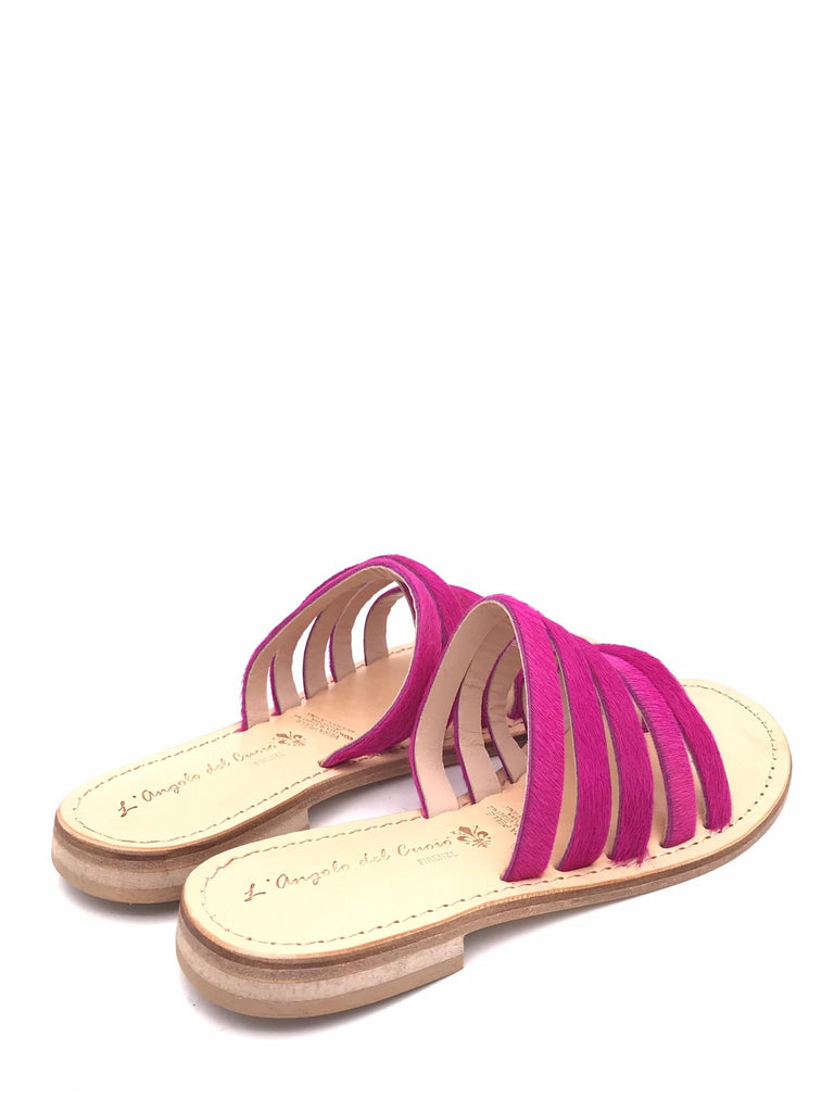 Ciabatta infiladito in cavallino fuxia 9905 CAVALLINOFUCSIA L'ANGOLO DEL CUOIO 