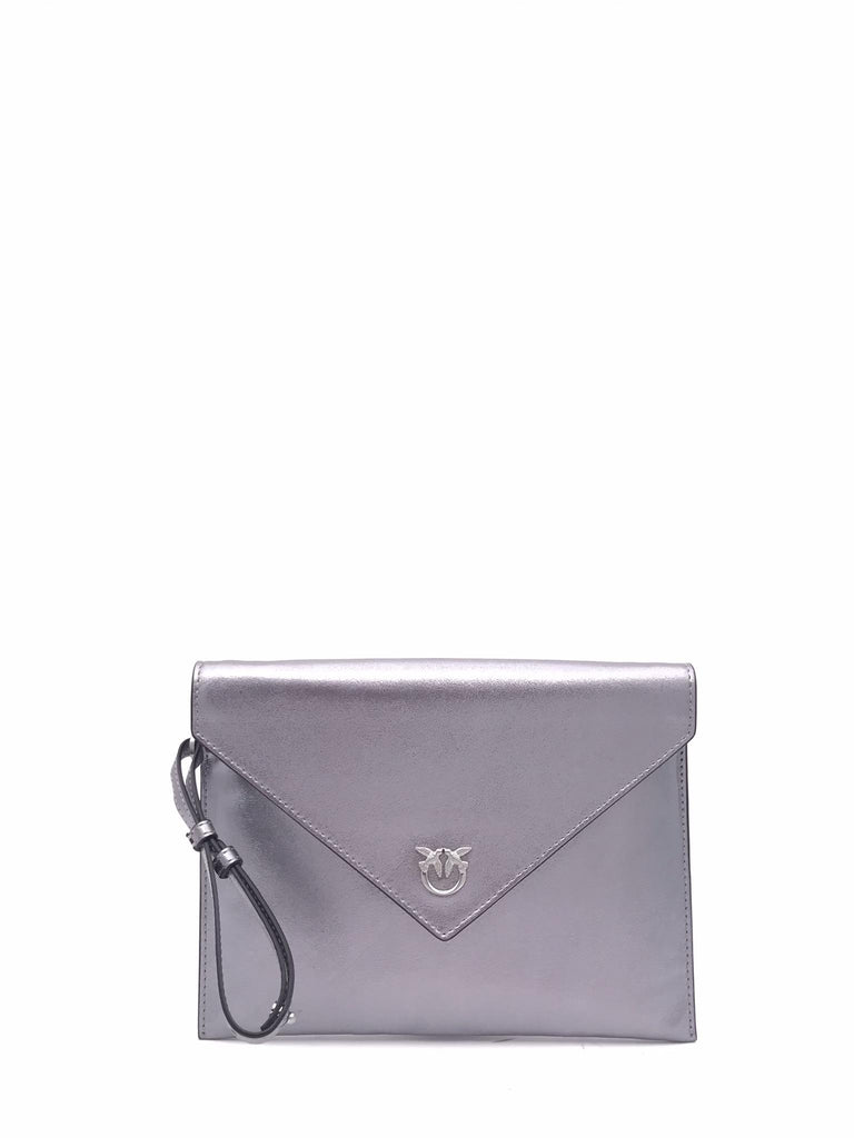 Bustina flet purse in pelle laminata antracite 104820 A2O9ANTRACITE PINKO 