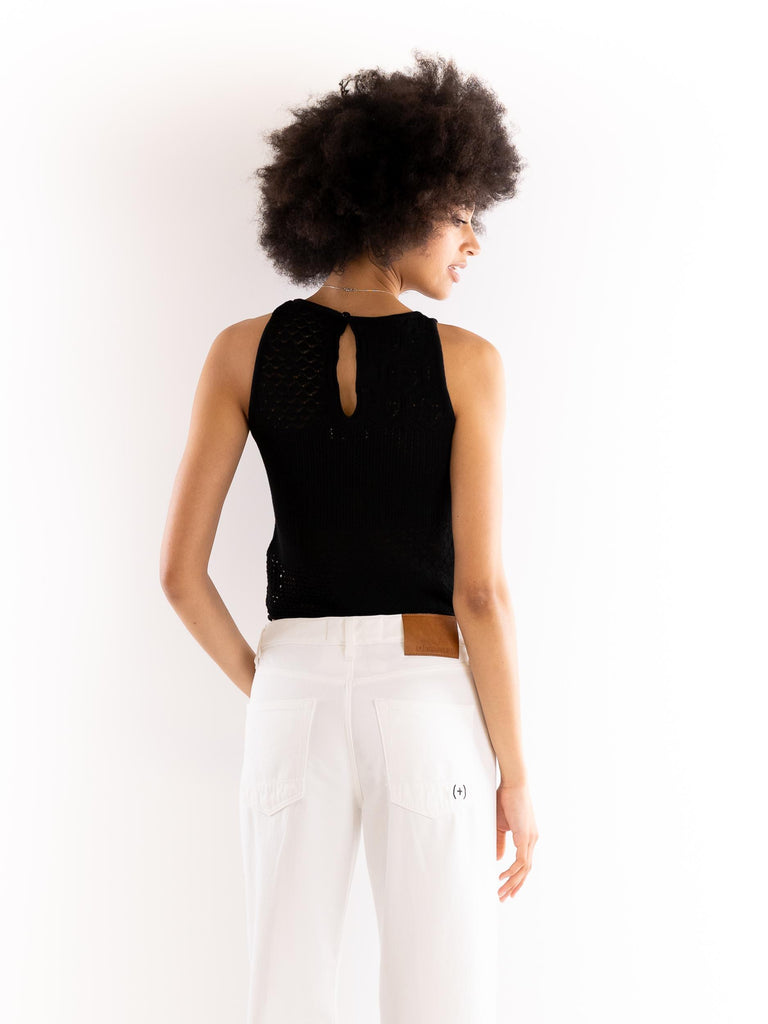 Top canotta in punto pizzo nero CNKD09091 NERO AKEP 