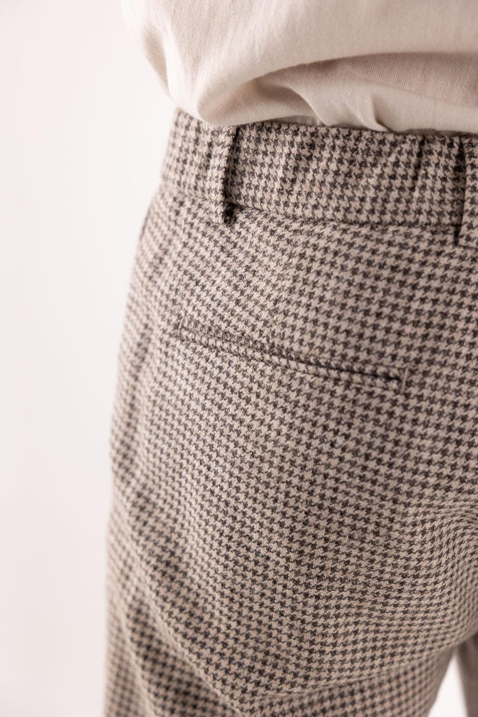 Pantalone misto lana con trama pied de poul beige OF1F2W5P030 BEIGE OUTFIT 
