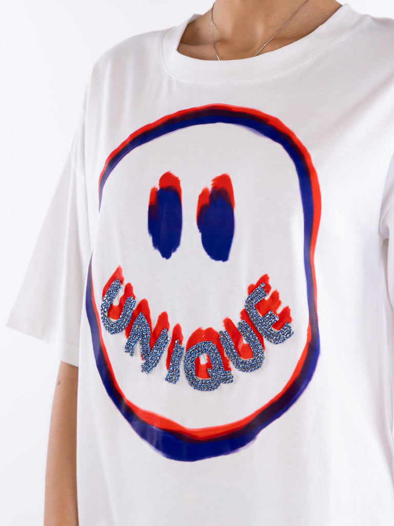 T-shirt donna smile bianca BUS25504 155 BRAND UNIQUE 
