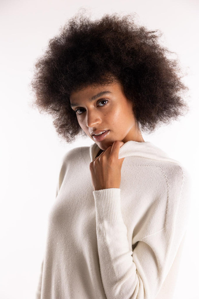 Maglia cappuccio strass color burro HMABW02310 BI04BURRO HINNOMINATE 