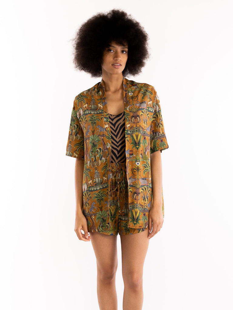 Kimono corto copri costume in fantasia jungle brown KIMONO MULTICOLOR TOOCO 