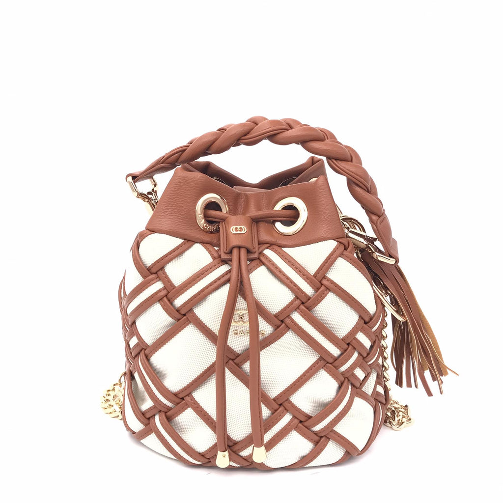 Borsa secchiello roads bucket canvas cuoio-avorio 151M-EM-111 CUOIO LA CARRIE 