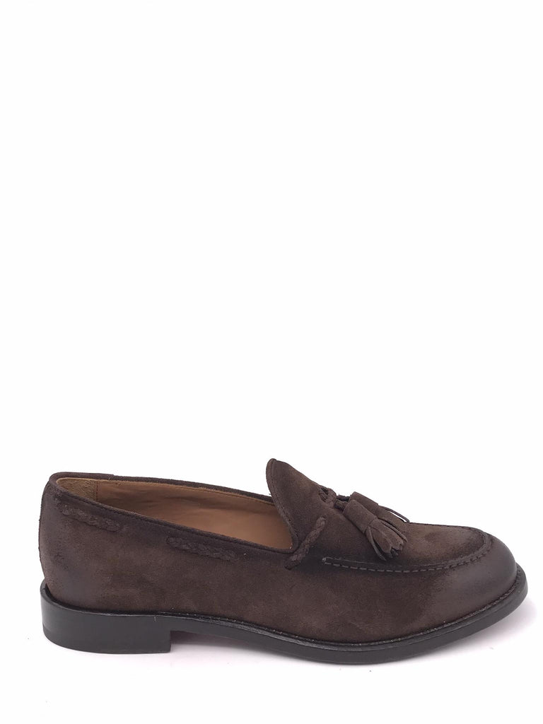 Mocassino uomo camoscio ebano con nappine 1835 MARRONE CORVARI 