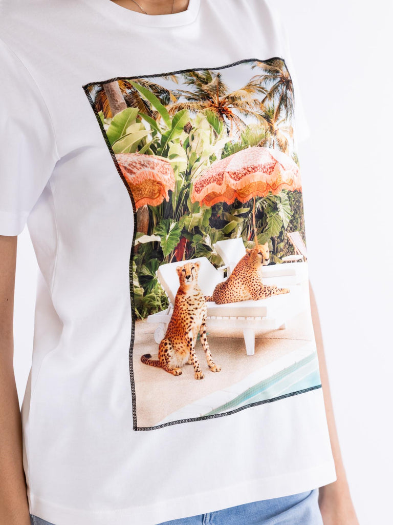 T-shirt donna Leo pools bianca ORGA LEO POOLS BASTILLE 