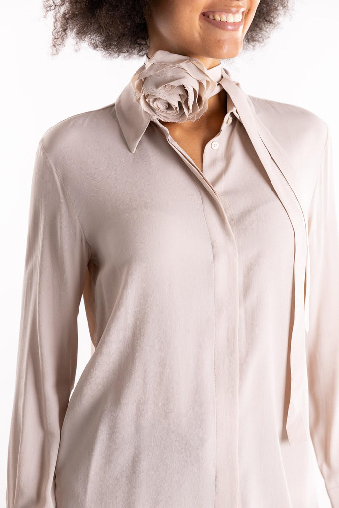 Camicia Cabiria in crêpe de Chine di misto seta perla 25231160712 PERLA MARELLA 