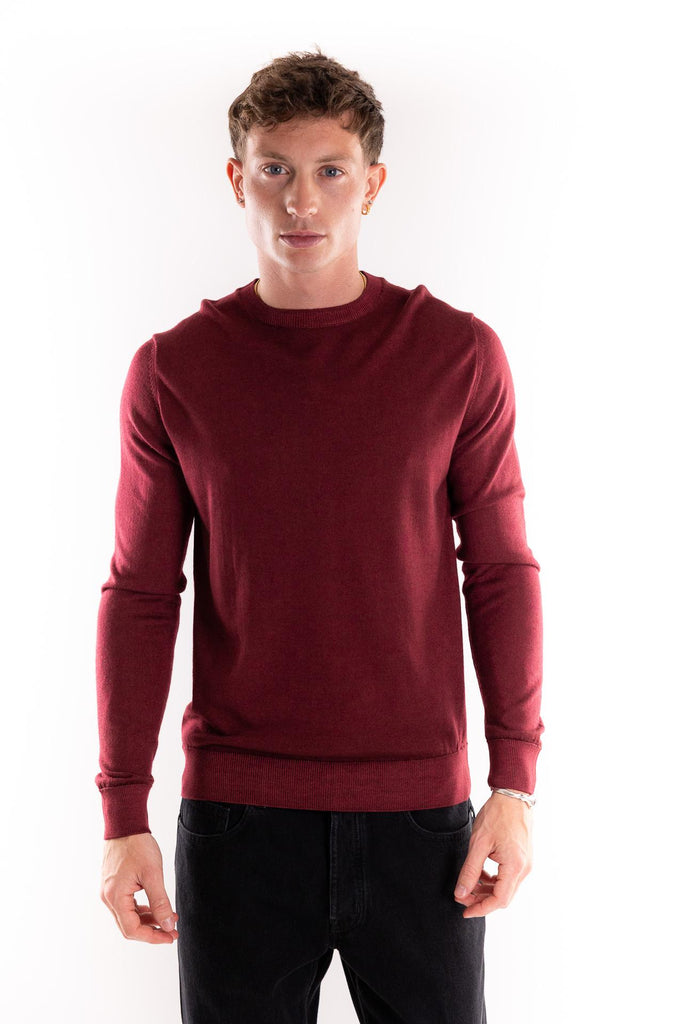 Maglia girocollo in lana bordò OF1F2W5M007 BORDEAU OUTFIT 