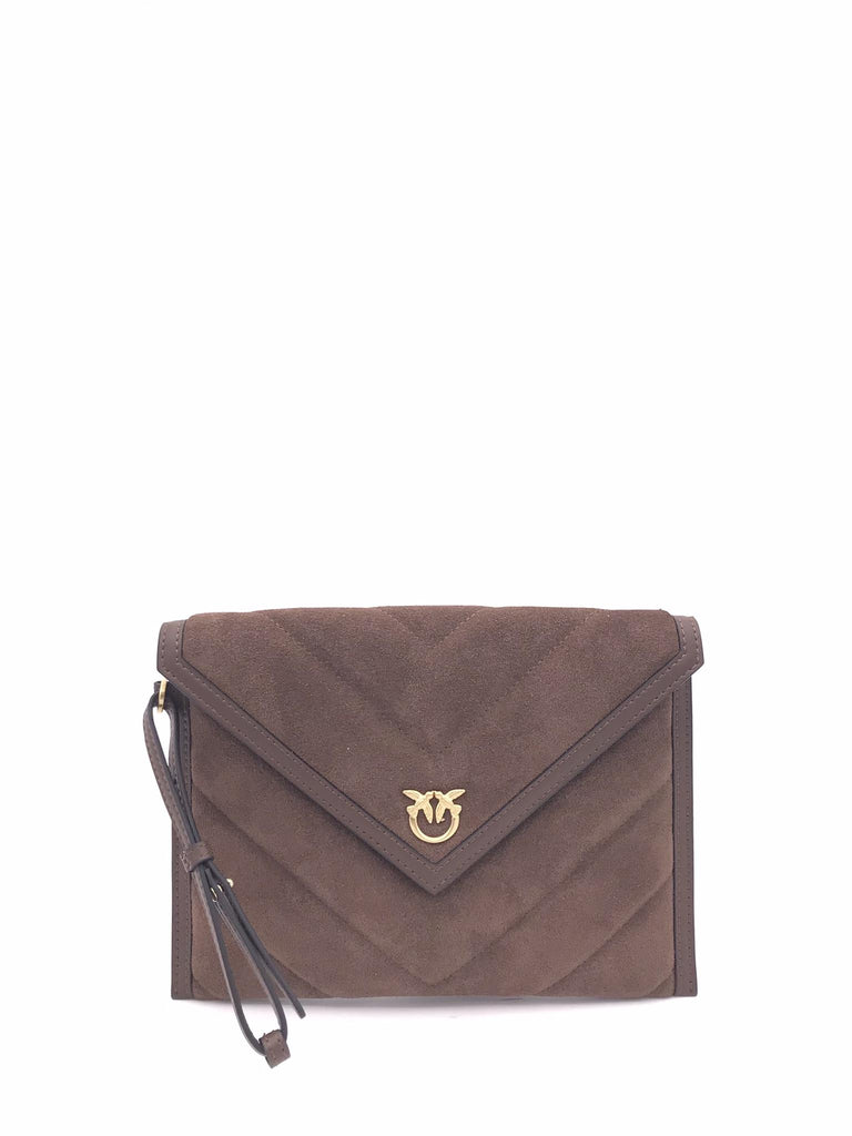 Bustina flet purse in pelle scamosciata marrone 104820 A2JHMARRONE PINKO 