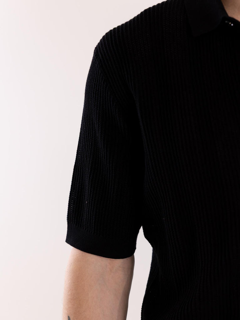 Camicia-maglia uomo  lavorata nera A042 F3009000 PAOLO PECORA 
