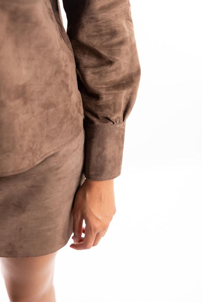 Giacca camicia Gioco in suede marrone 2523446041200 001MARRONE MARELLA 