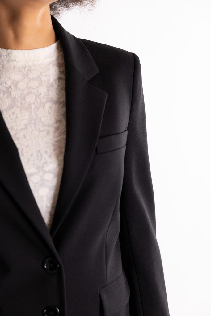 Giacca Ruota in punto stoffa nero con spalline costruite 104181 A2QJNERO PINKO 