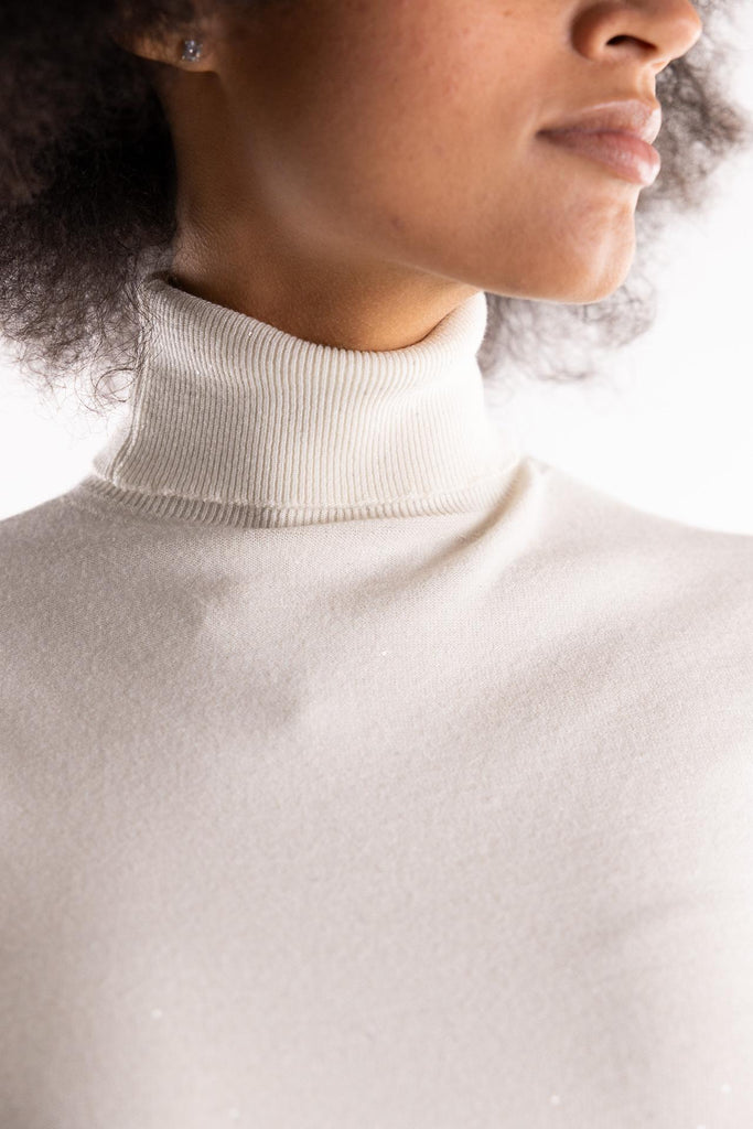 Dolcevita mezza manica con paillettes burro HMABW02312 BURRO HINNOMINATE 