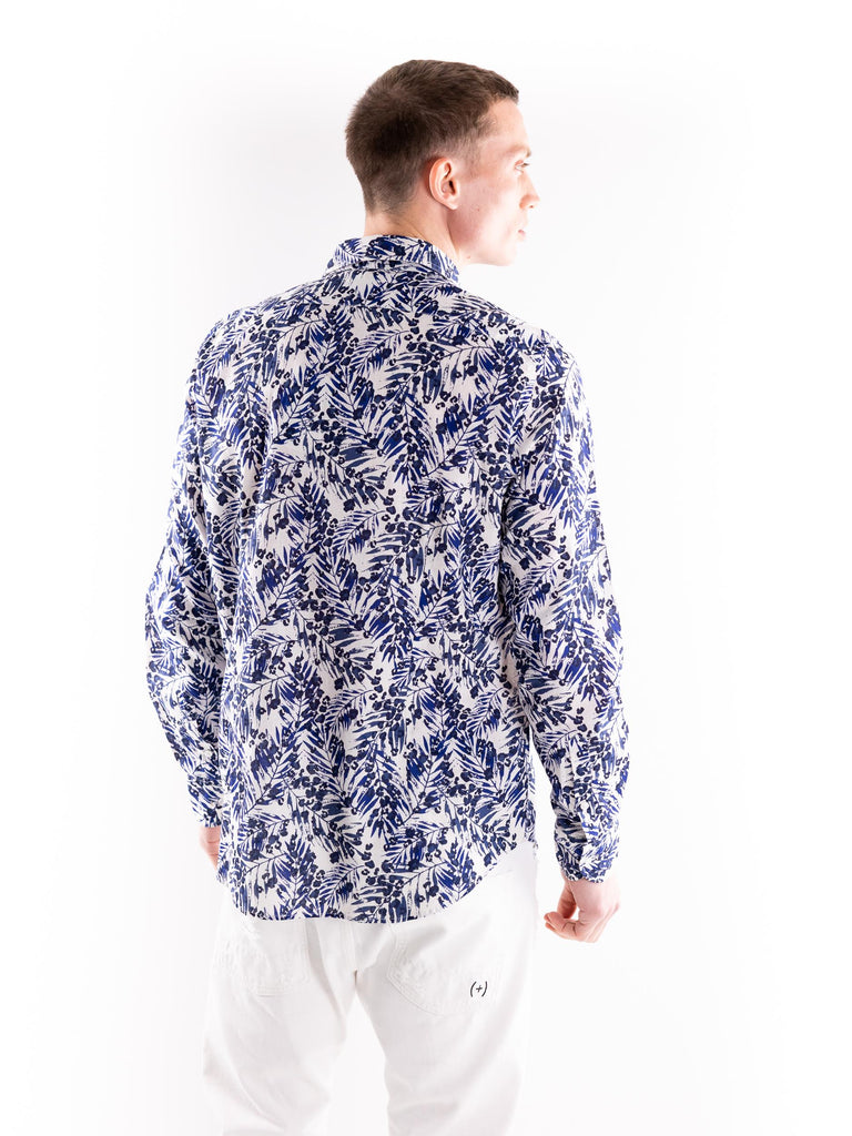Camicia uomo in lino in fantasia floreale blu GERANIO 2519MULTICOLOR PORTOFIORI 