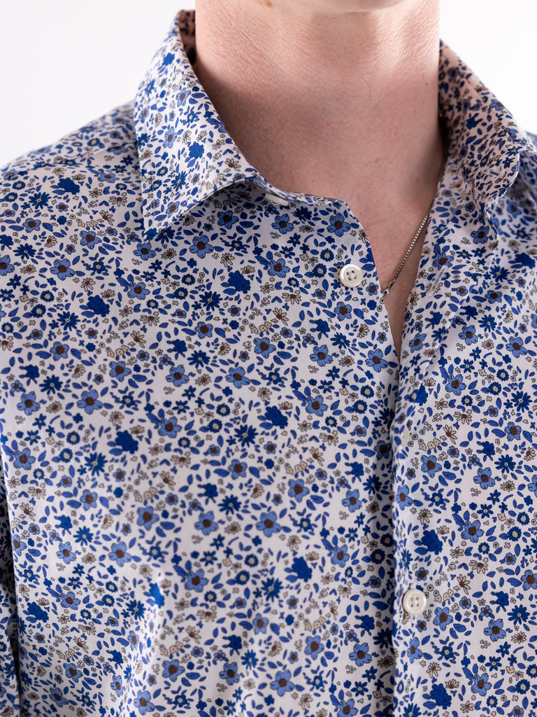 Camicia uomo in fantasia floreale su base bianca OLEANDRO 3326MULTICOLOR PORTOFIORI 