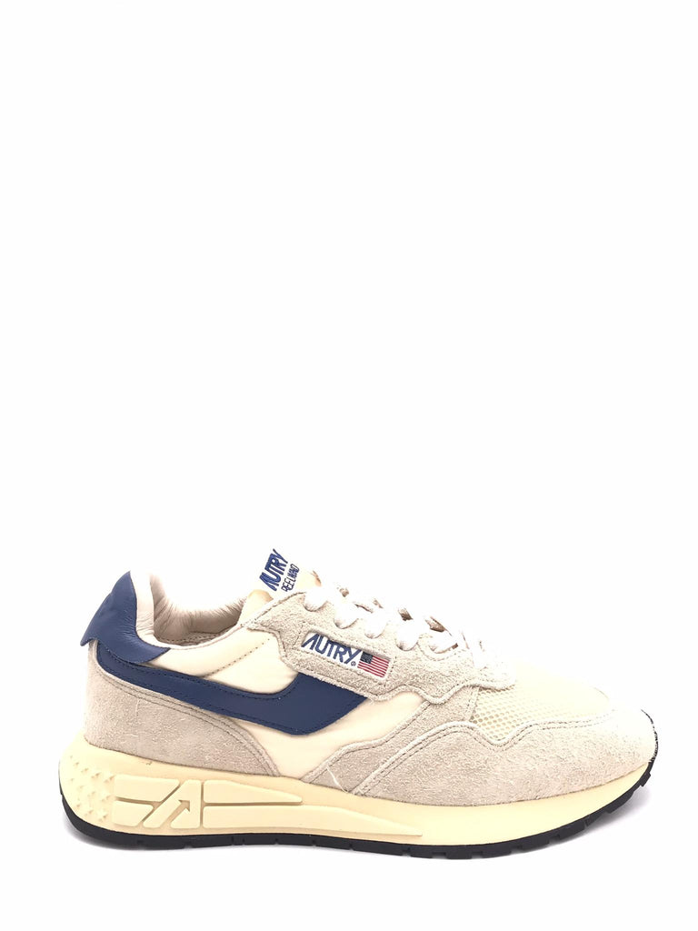 Sneakers Reelwind low in suede, nylon e pelle ecru con dettagli blu WWLM-UT27 BEIGE-BLU AUTRY 