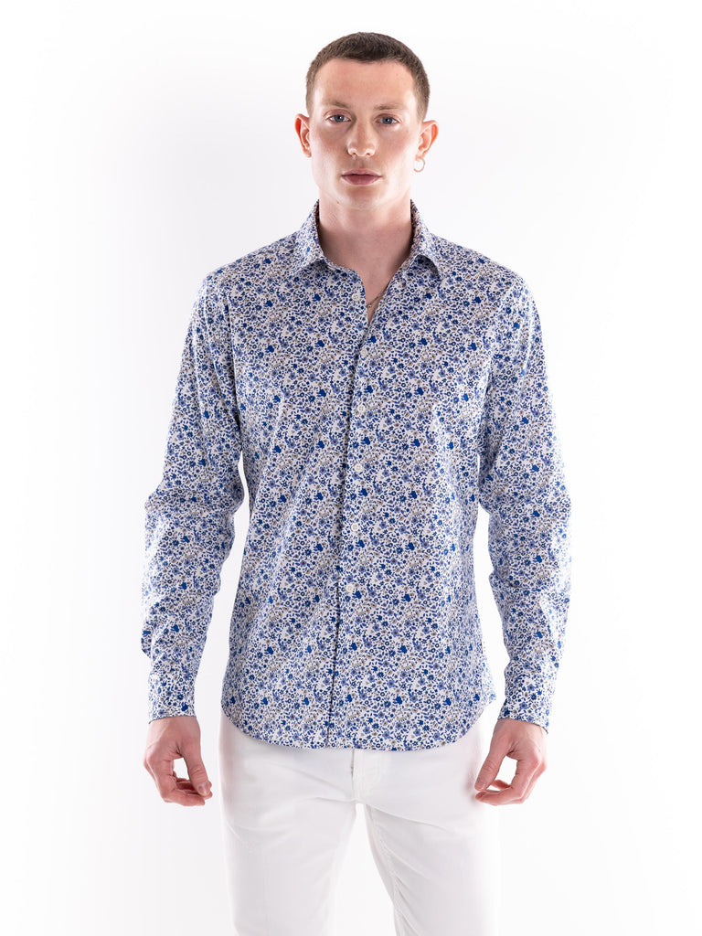 Camicia uomo in fantasia floreale su base bianca OLEANDRO 3326MULTICOLOR PORTOFIORI 