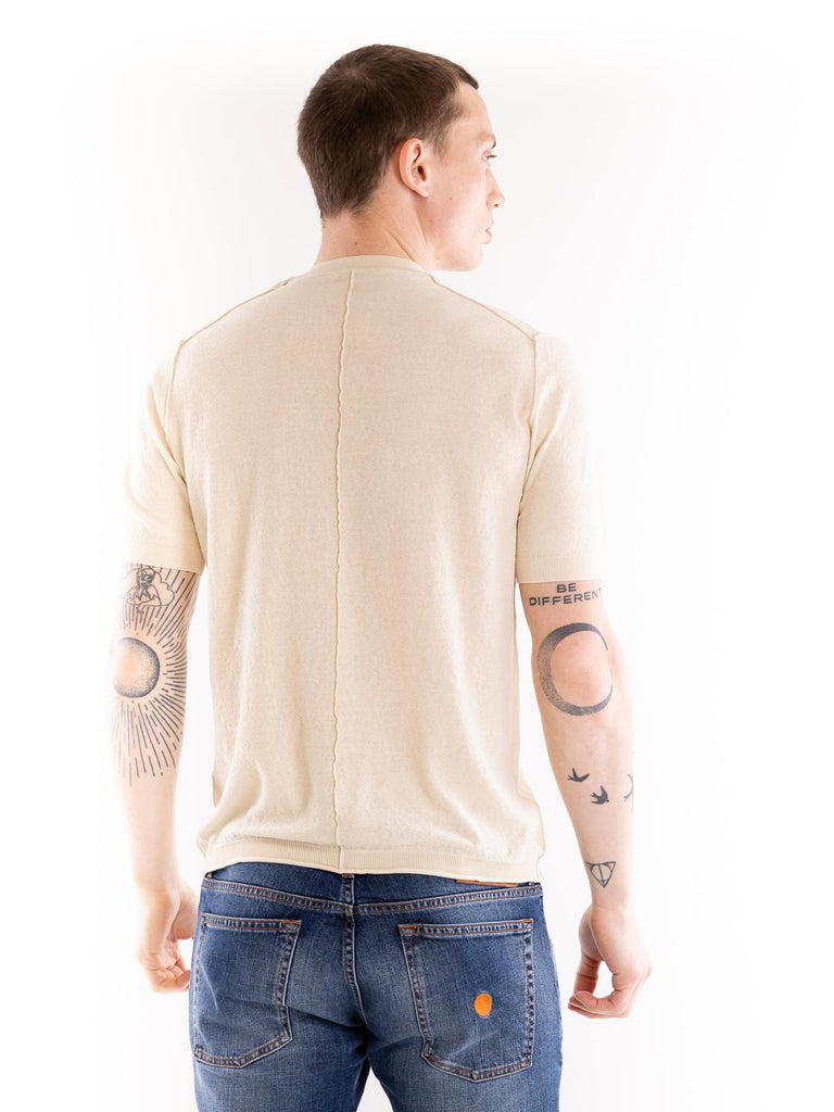 T-shirt uomo in filo lavorato panna A023 F4001342 PAOLO PECORA 