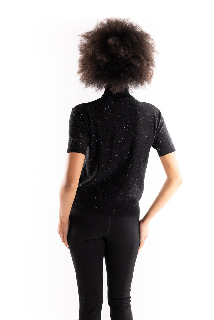 Dolcevita mezza manica con paillettes nero HMABW02312 NERO HINNOMINATE 