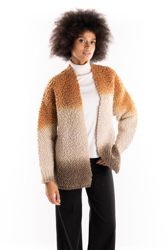 Cappotto in punto pelliccia beige GBKD11004 BEIGE AKEP 