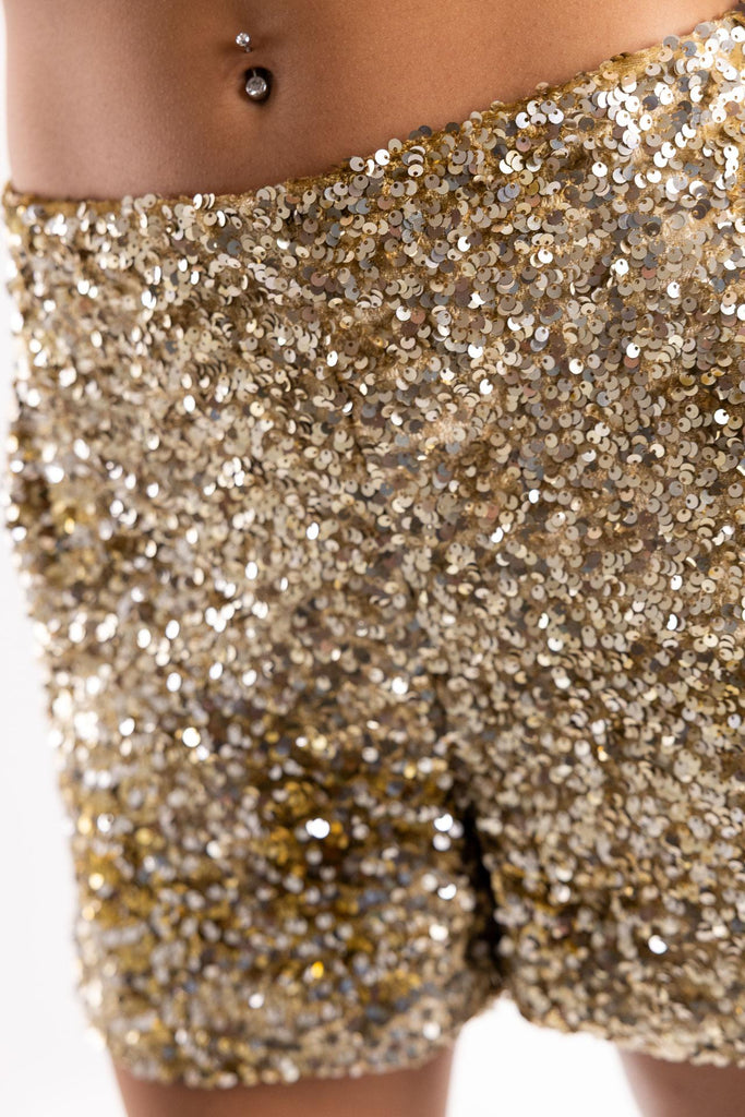 Shorts Tesoro in velluto oro con pailettes 2523786012 PLATINO MARELLA 