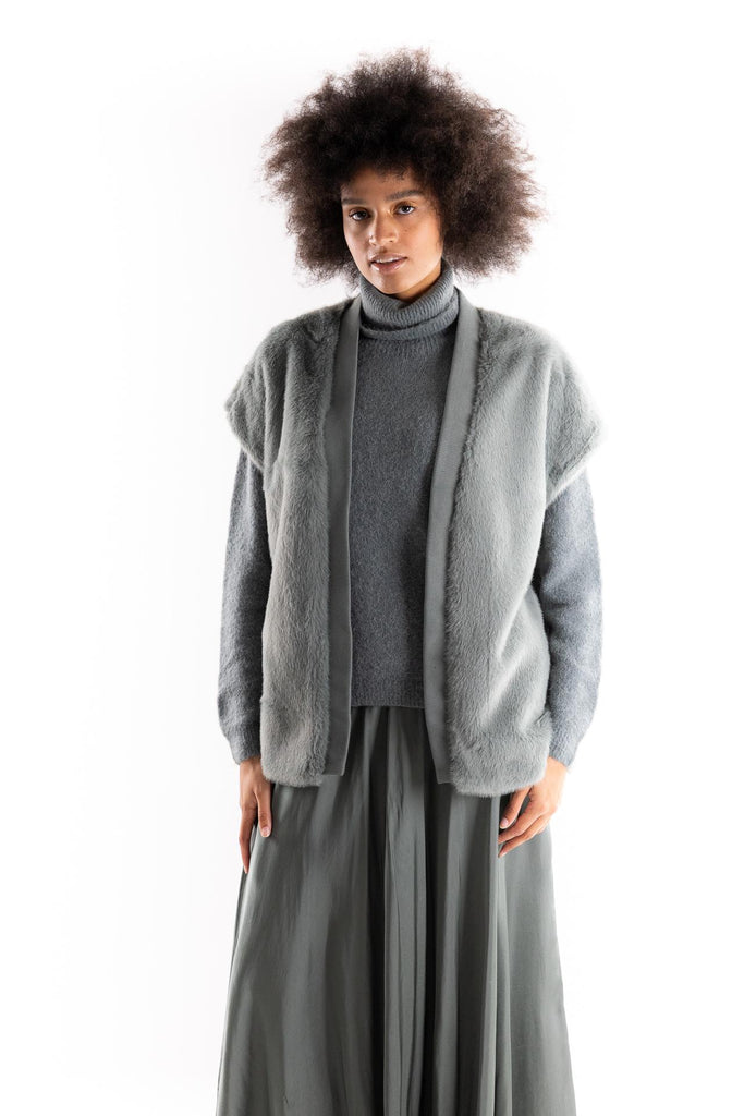 Gilet in eco-pelliccia color avio NEFA AVIO H2O 