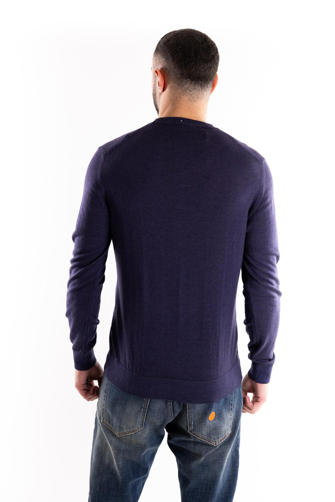 Maglia girocollo in lana blu scuro OF1F2W5M007 BLU SCURO OUTFIT 