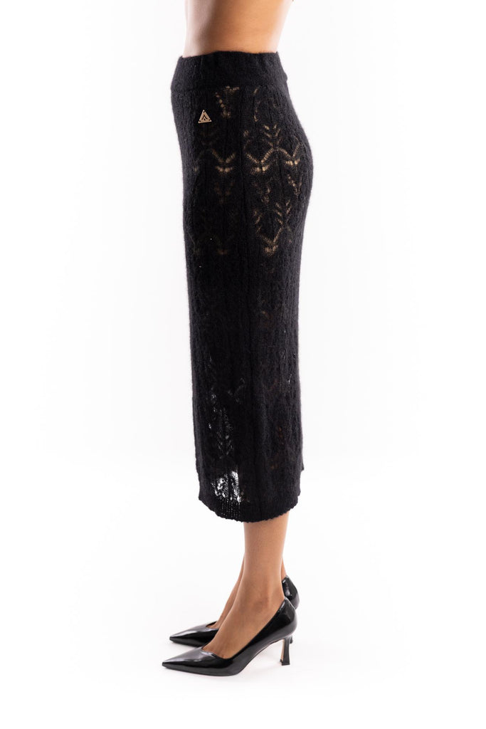 Gonna longuette in maglia nera GOKD11005 NERO AKEP 