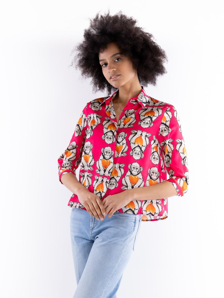 Camicia Spoon fantasia monkey fuxia SPOON 17FUCSIA IL THE' DELLE 5 