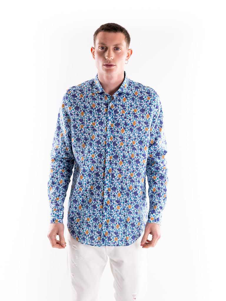 Camicia uomo in lino  in fantasia floreale multicolor GERANIO 2539MULTICOLOR PORTOFIORI 