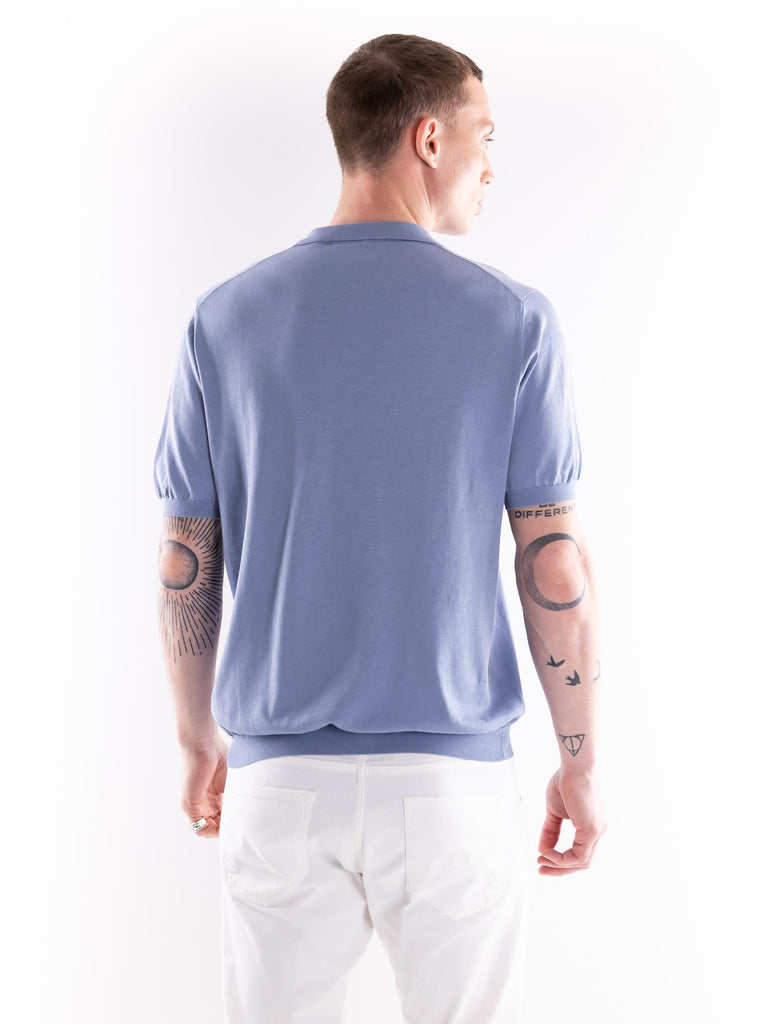 Maglia Polo uomo Nosaka in filo azzurra acqua