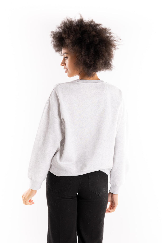 Felpa crop in cotone grigio melange SWCRO 914GRIGIO CHIARO ELITE' 