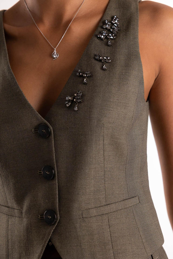 Gilet Cantico in saglia fluida verde 2523156031200 002VERDE MARELLA 