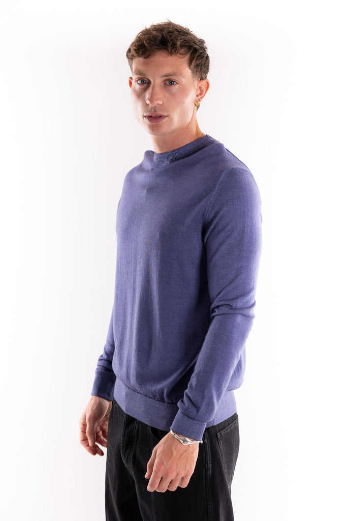 Maglia girocollo in lana blu OF1F2W5M007 BLU OUTFIT 